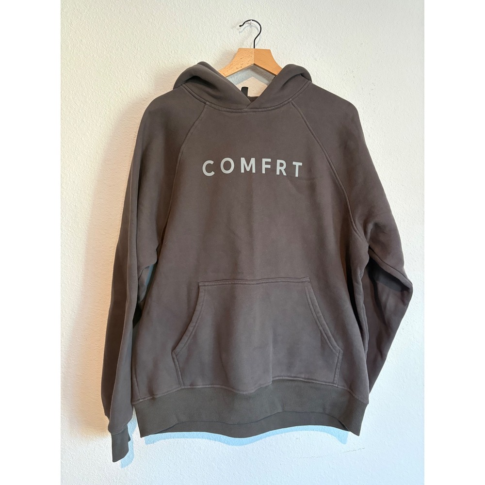 COMFRT Heavyweight Hoodie Mens XL Charcoal Grey Oversized Fleece Pullover Raglan